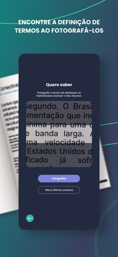 Bernoulli Play app interface showing a mobile device scanning printed text to find word definitions