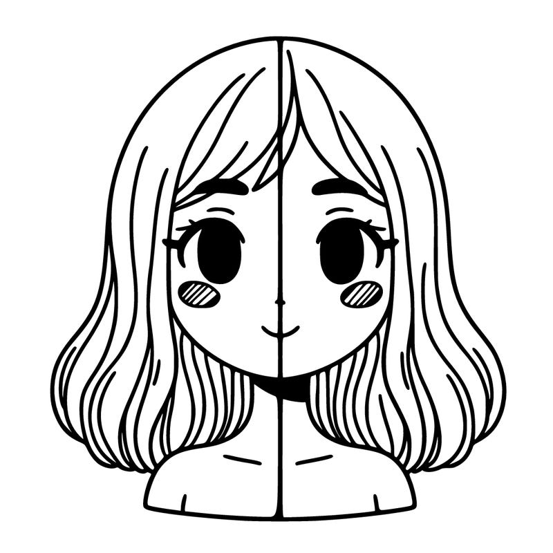 a half split of a girl each side is different