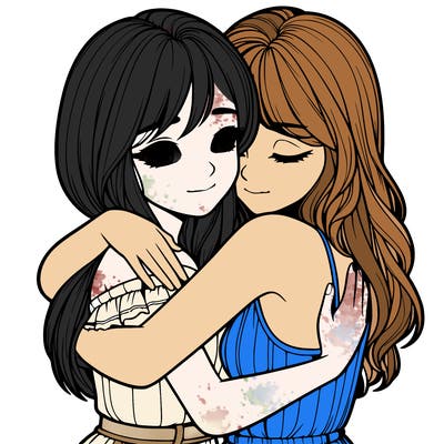 realistic girls hugging
