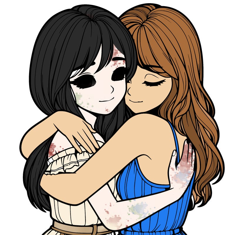 realistic girls hugging
