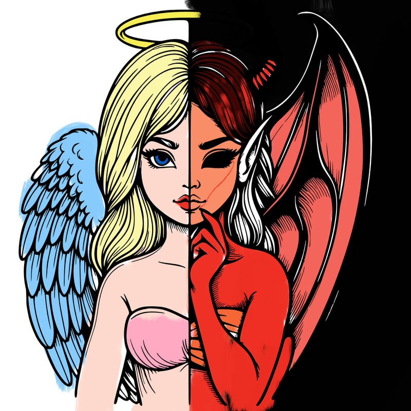 realistic angel half demon