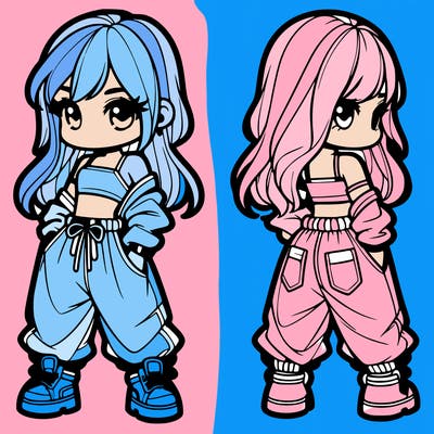 girl in crop top and baggy pants