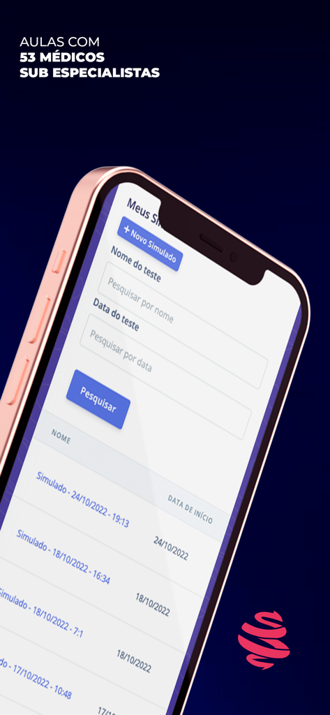 Medcof QBank - Medcof QBank app interface displaying a list of medical residency simulation tests