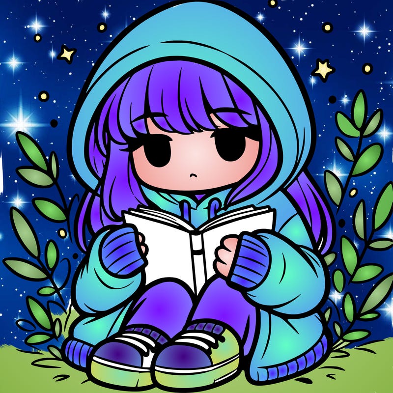 girl in oversized hoodie reading a book