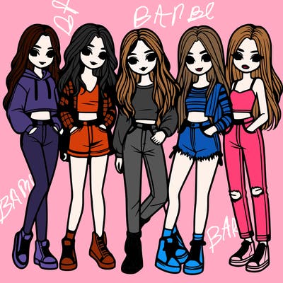 5 girls friends standing