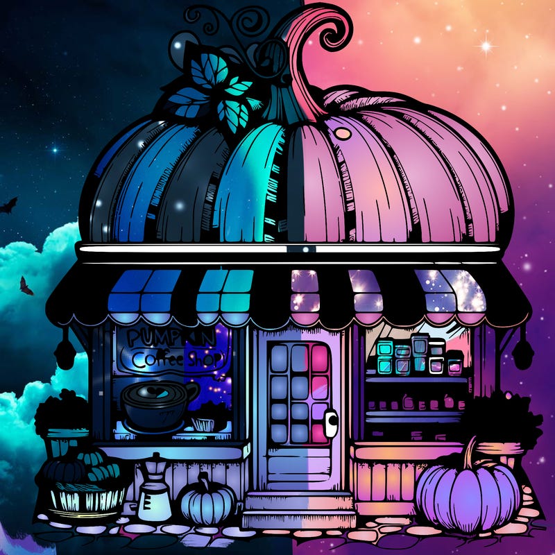 pumpkin coffee shop realistic