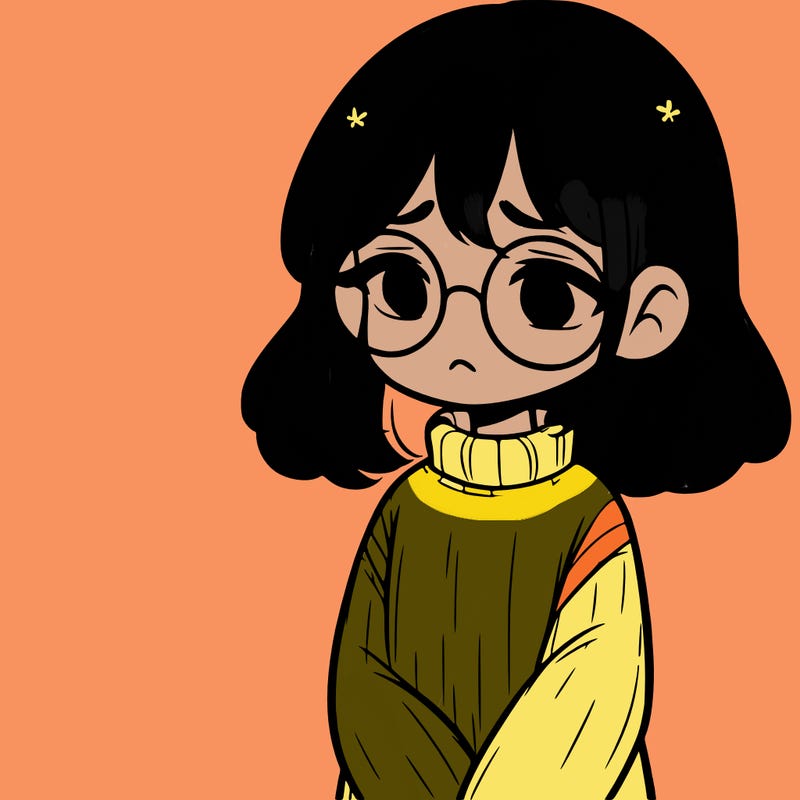 sad girl with glasses in a sweater