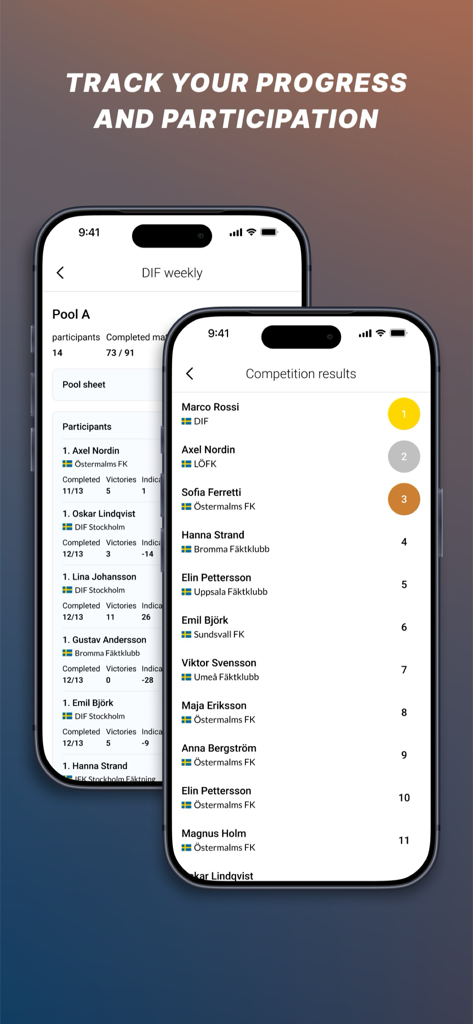Fencer - Real-time fencing tournament rankings and pool standings in the Fencer app