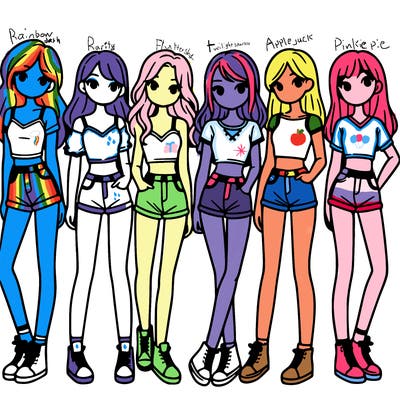 a group of girls wearing crop tops and shorts