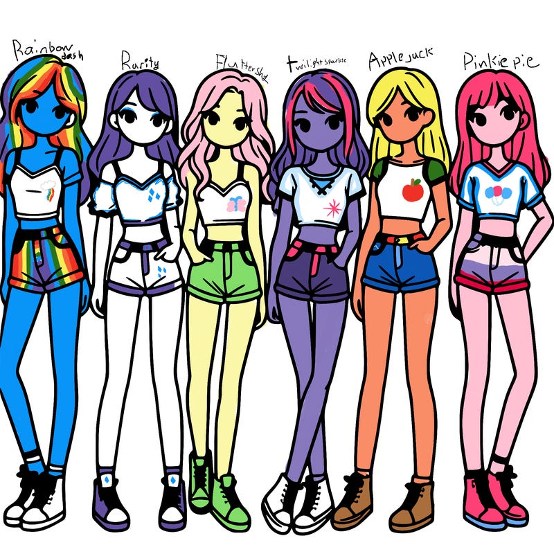 a group of girls wearing crop tops and shorts