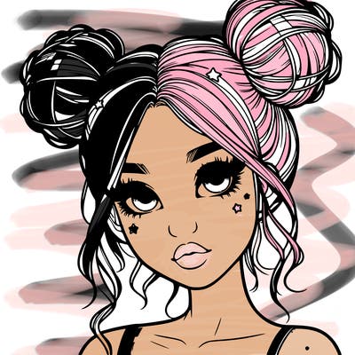realistic girl with space buns