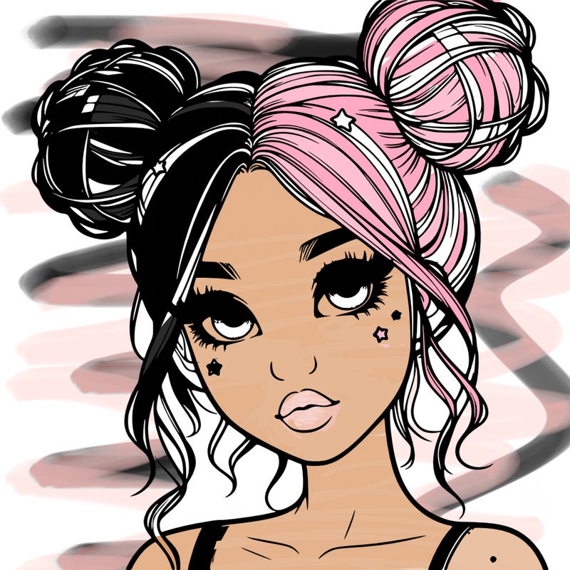 realistic girl with space buns