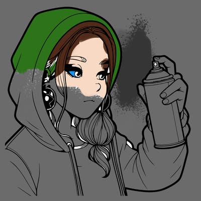 a realistic girl, spray painting