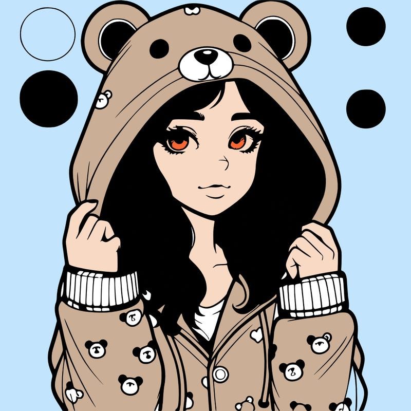 realistic girl in a animal pjs hoodie