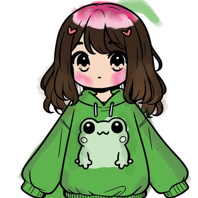 girl wearing frogging sweatshirt