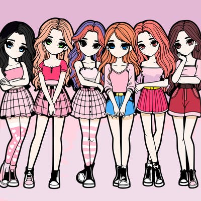 a group of girls realistic