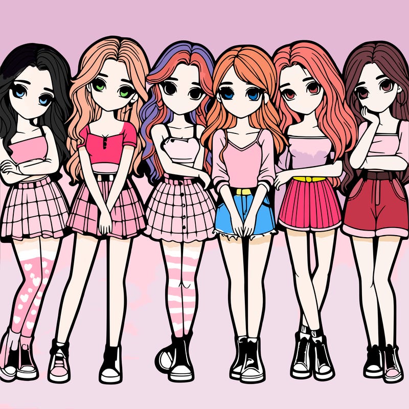 a group of girls realistic