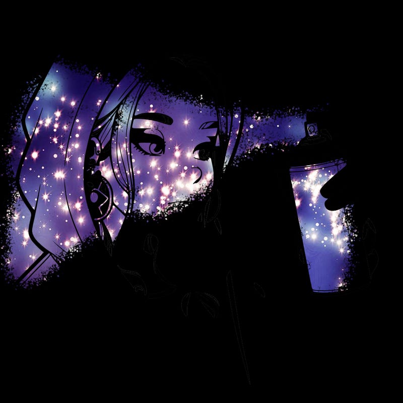 a realistic girl, spray painting