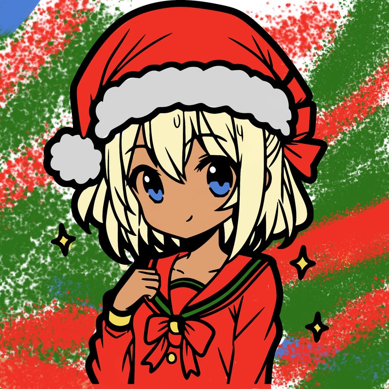 anime girl wearing a santa hat