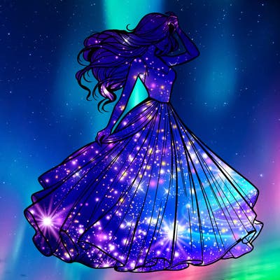 realistic woman with dress flowing in the wind