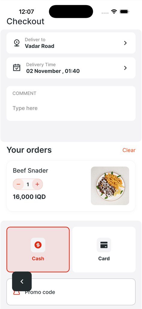 Fama Restaurant - Checkout screen for Fama Restaurant showing order details and payment methods