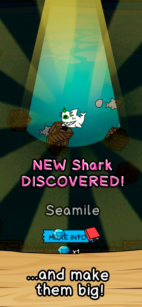 Shark Evolution - Clicker Game - A new doodle-style shark named Seamile discovered in the Shark Evolution clicker game