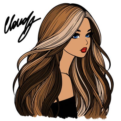 realistic girl with long realistic hair