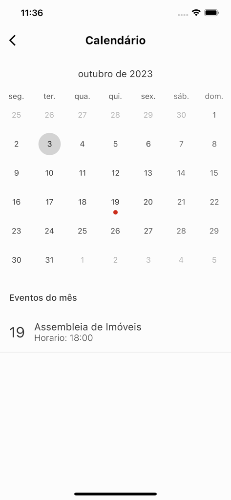 Ademicon - Ademicon app calendar screen showing scheduled assembly events for property consortium