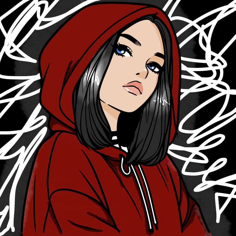 a realistic girl in a hoodie