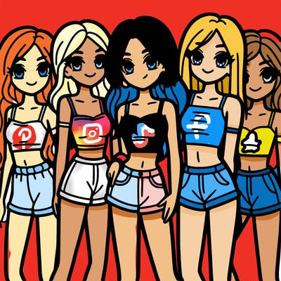 a group of girls wearing crop tops and shorts