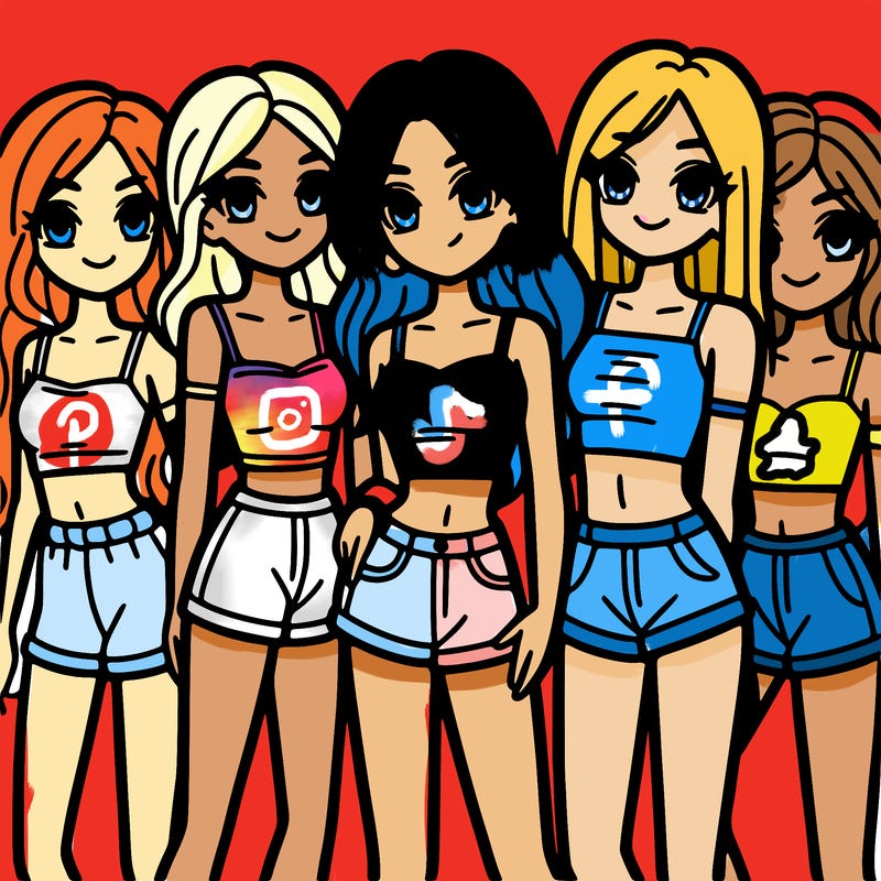 a group of girls wearing crop tops and shorts