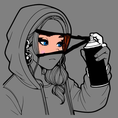 a realistic girl, spray painting