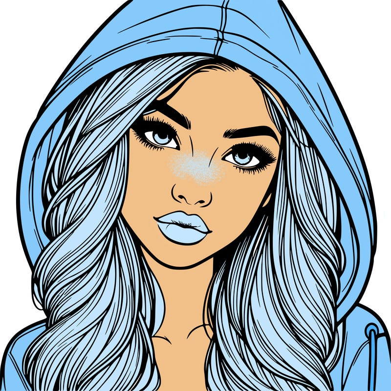 realistic beautiful girl with a hood on