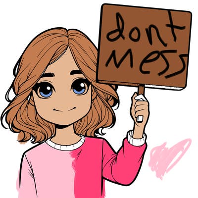 realistic girl holding up a sign