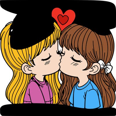 girl and boy kissing