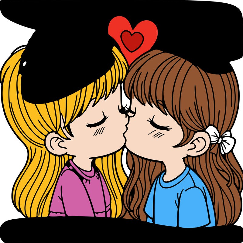 girl and boy kissing
