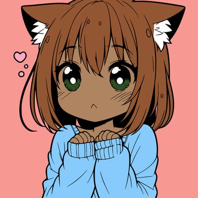 shy anime catgirl