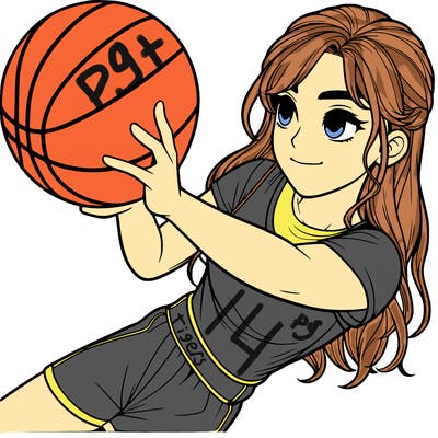 realistic girl playing basketball