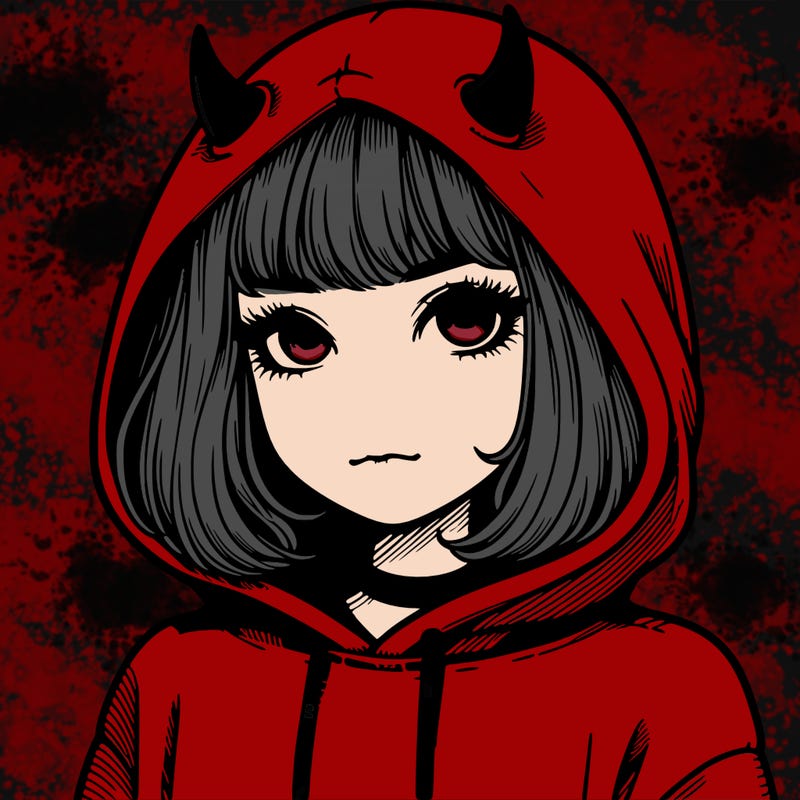 realistic girl with devil hoodie