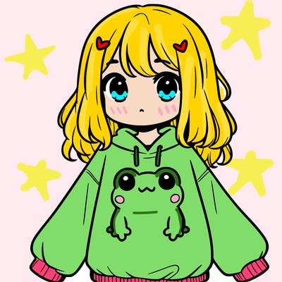 girl wearing frogging sweatshirt
