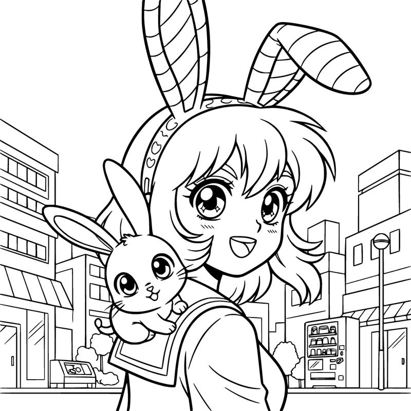 kawaii girl with bunny ears
