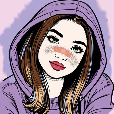 realistic teen girl in hoodie