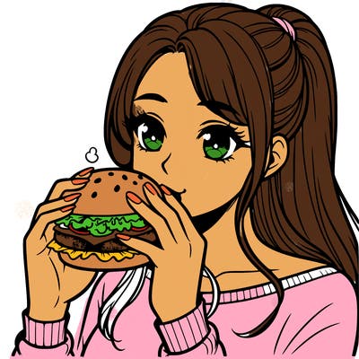 woman eating burger