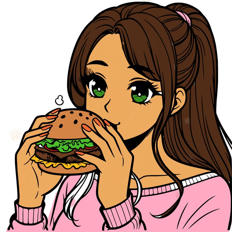 woman eating burger