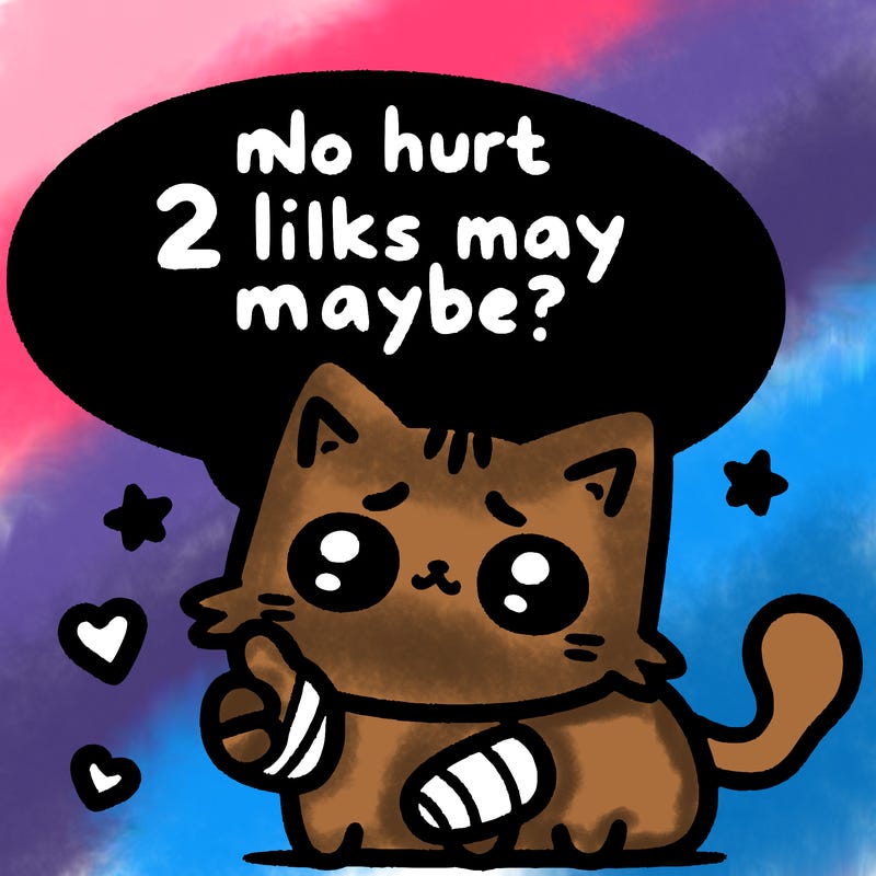 cute cat thats been hurt saiying 2 likes maybe