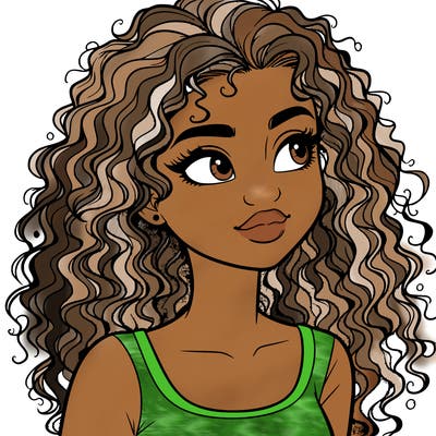 realistic girl with curly hair