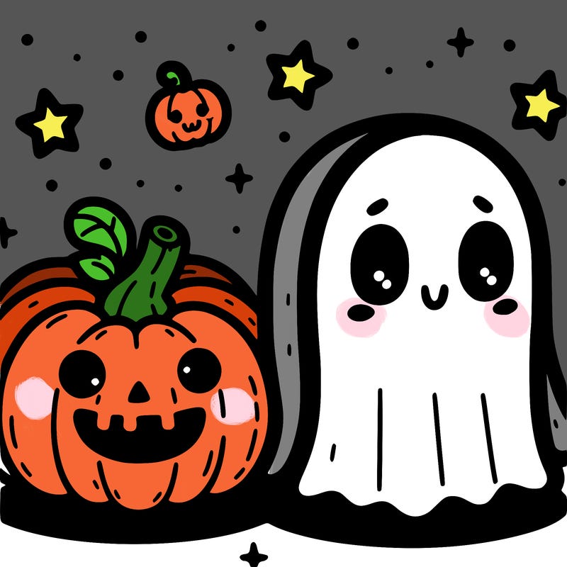 cute pumpkin and ghost
