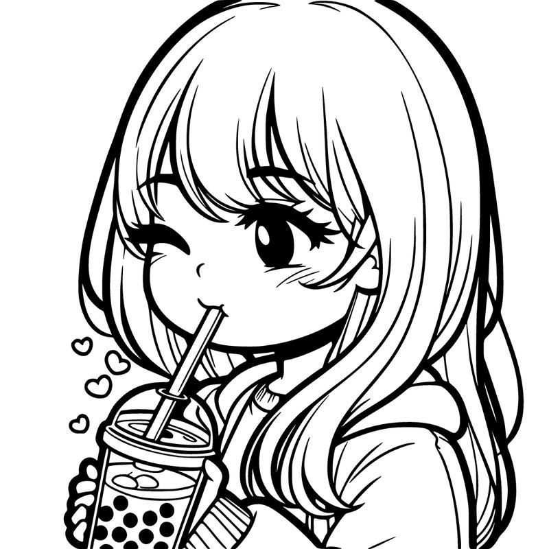 girl drinking boba