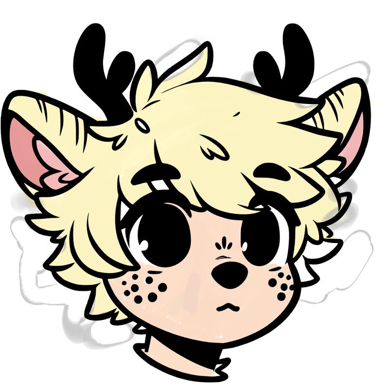 a humanoid deer with soft fluffy ears