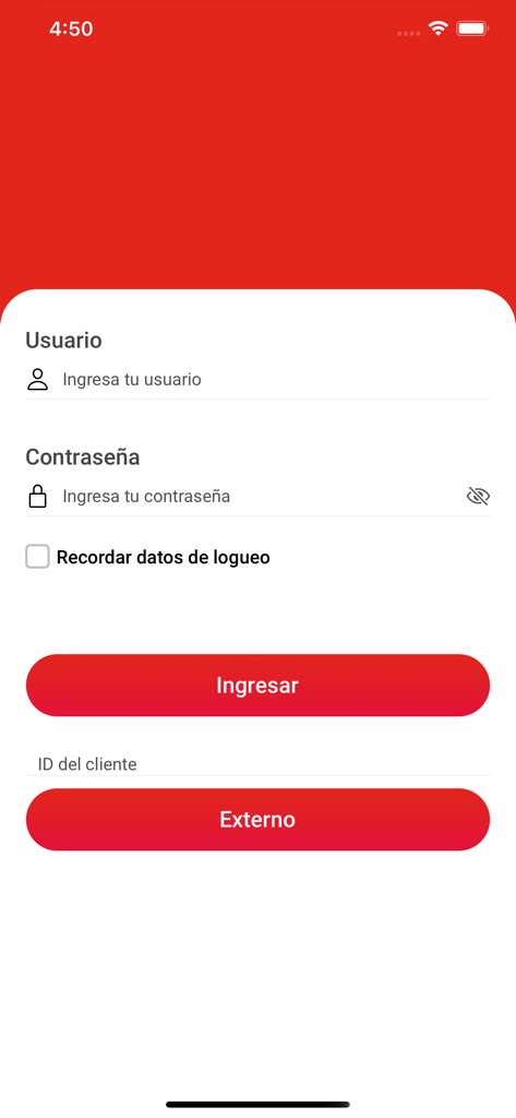Anmeldebildschirm für die mobile App zur Verwaltung von Geschäftsreisen Cocha Corp